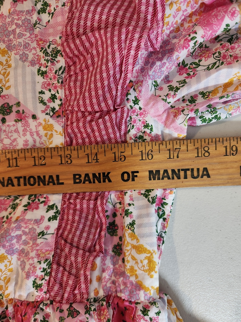 Simply Southern Patchwork Maxi Dress Cottagecore Long Sleeve Pink  Tiered Ruffle - Picture 8 of 8